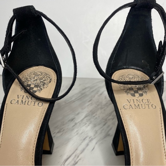 Vince Camuto Relasha Square Toe Black Suede Heeled Sandal 8M - Picture 9 of 12